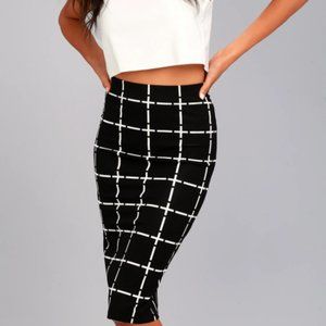Current Air - Black & White Grid Pencil Skirt